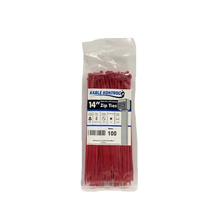 Kable Kontrol® - 14 Long Red Nylon Zip Ties - 50 Lbs Tensile Strength - 100 Pc Pack